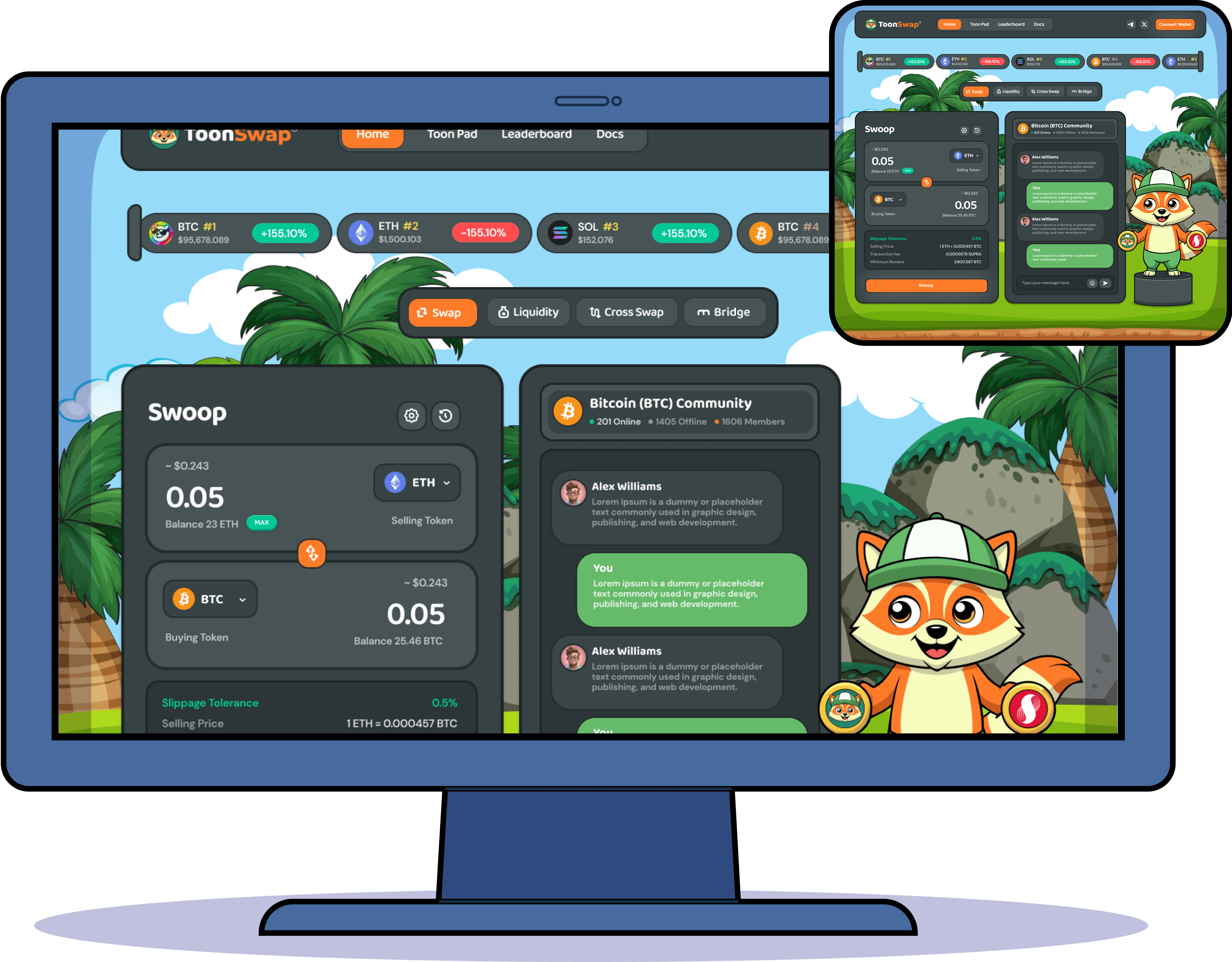 ToonSwap Platform Interface on Monitor